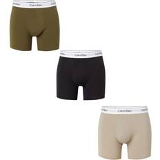 Linen - Men Underwear Calvin Klein Herren Boxershorts, Stück Retroshorts, NAPA/Winter Linen/Black, 3er Pack