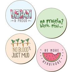 Multicoloured Coasters Grindstore Vegan & Proud Coaster 4pcs