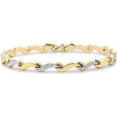 Carissima Gold ct Colour Gold Diamond Cut Wave Link Bracelet of Length 19 cm/7.5