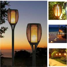 Solar Cells Ground Lighting Geezy Set of 2 Solar Flame Stake Ground Lighting 2pcs