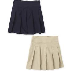 The Children's Place Girl's Uniform Slim Pleated Skort 2-pack - Sandy/Tidal