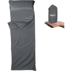 Frelaxy Frelaxy Sleeping Bag Liner, Warm Weather Ultralight Sleeping Bag, Comfy & Easy Care Travel & Camping Sheet with Pillow Pocket, 4 Seasons Warm Cold Weather, Adults & Kids Dark Gray No Zipper