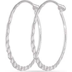 Studio Sterling Silver 25mm Hammered Hoop Earrings Womens