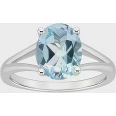 Macy's Alyson Layne Sterling Silver mm x mm Oval Gemstone Split Shank Solitaire Ring, Women's, Blue