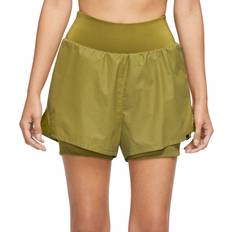 Nike Women's Run Division Mid-Rise 3" 2-in-1 Reflective Shorts in Green, DX2948-390