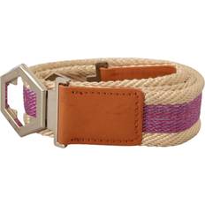 Gianfranco Ferre GF Ferre Multicolor Leather Silver Hexagon Logo Buckle Belt