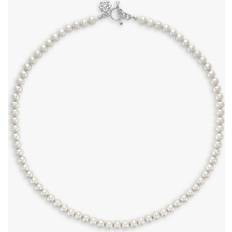 Dower & Hall Freshwater Pearl Collar Necklace, White/Silver