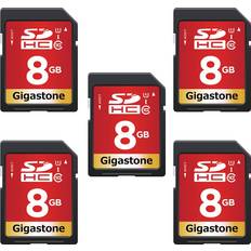 Gigastone 8GB SD Card UHS-I U1 Class 10 SDHC Memory Card Full HD Video Canon Nikon Sony Pentax Kodak Olympus Panasonic Digital Camera 5 Pack 5x8GB