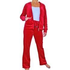 Red Jumpsuits & Overalls Icecoolfashion Curve Luxury Velour Tracksuit Red 14-16