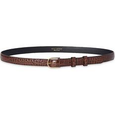 Nili Lotan Women's Jane Aligator-Embossed Leather Belt Dark Brown Dark Brown