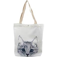 Grey Totes & Shopping Bags Ladies cotton shopping/tote bag grey cat face