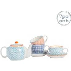 Orange Teapots Nicola Spring Hand-Printed Cups & Set Teapot