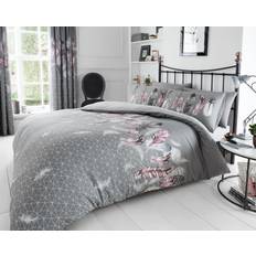 Smart Living Printed Polycotton Feathers Duvet Cover Grey