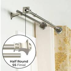 Deco Window 3/4 Inch Adjustable Silver Double Curtain Brackets