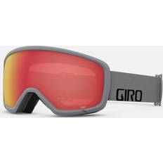 Giro Stomp Kids Ski Goggles Snowboard Goggles for Youth, Boys & Girls Grey Wordmark Strap with Amber Scarlet Lens