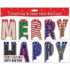 Tallon Merry Christmas Banner & Happy New Year Foil Party Bunting Pack of 2