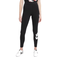 Cotton Leggings Nike Sportswear Essential Women's High-Waisted Logo Leggings - Black/White