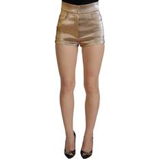 Gold - Women Shorts Dolce & Gabbana Gold Cotton Blend Glittered Hot Shorts IT38