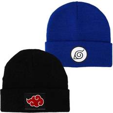 BioWorld Men's Black/Blue Naruto Cuffed Knit Hat Combo Set