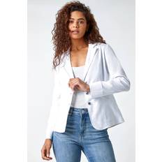 White Blazers Roman Stretch Button Detail Blazer in White