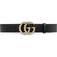 Pearls Clothing Gucci GG embellished leather belt black 85CM