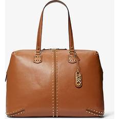 Michael Kors Weekend Bags Michael Kors MK Astor Extra-Large Studded Leather Weekender Bag Luggage Brown