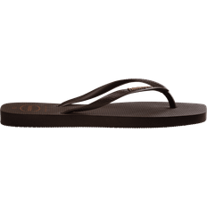 Havaianas Slim Square Logo - Dark Brown