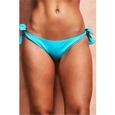 Turquoise - Women Swimwear Goddiva Self-tie Brazilian Bikini Bottoms Turquoise