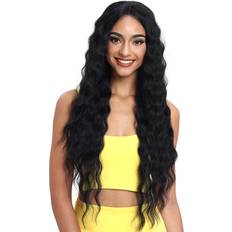 Joedir Lace Front Wigs 30'' Long Wavy Synthetic Wig 4.5" Deep Part HD 130% Density WigsBLACK COLOR