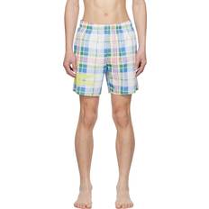 Lacoste Polyester Swimming Trunks Lacoste Off-White Check Swim Shorts