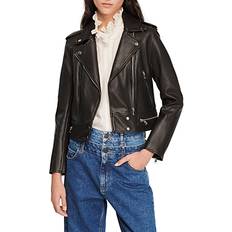 Sandro Cropped Leather Jacket