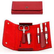 Red Nail Care Kits Zwilling CLASSIC 5-pc, Leather Snap fastener case, red