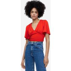 H&M Ladies Red Gathered cropped top