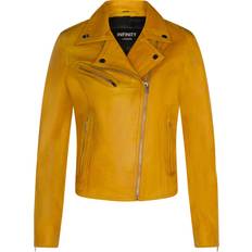 Women - Wool Jackets Infinity Leather Ladies Leather Classic Biker Style Yellow Jacket