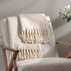 Hoem Meta Abstract Jacquard Knit Blankets Beige