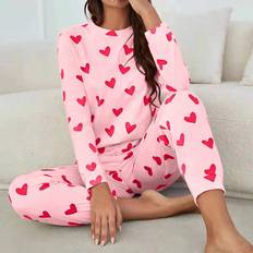 Shein Heart Print Tee & Pants PJ Set