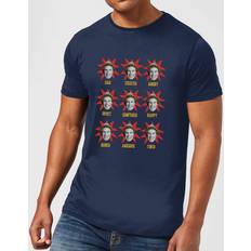 Elf Faces Men's Christmas T-Shirt Navy