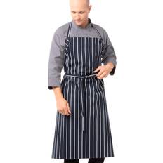 Chef Works Premium Woven Bib Navy Stripe [B249] Apron Blue