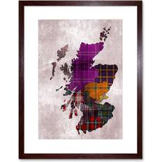 Square Framed Art ARTERY8 Scotland Map Scottish Clan Colour Inset Regions Modern Illustration Framed Art