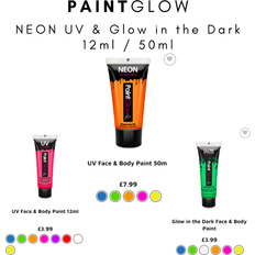 PaintGlow neon uv/glow face & body 12ml/50ml for fancy dress & festival