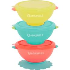 Badabulle Kindergeschirr Kinderbesteck, Funcolor Bowls mit Deckel & Saugnapf