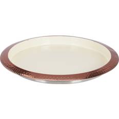 Koopman Large Round Hammered Copper & Cream Serving Tray 35cm