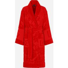 Men - Red Robes Dolce & Gabbana Men's Jacquard Logo Bath Robe Red Red