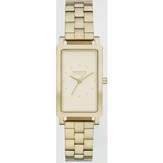 Skagen Unisex Wrist Watches on sale Skagen Three-Hand Gold Rectangular Gold