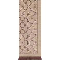 Gucci GG Jacquard Knitted Scarf - Light Brown