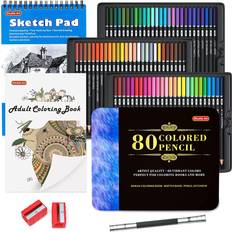 Shuttle Art 80 Colored Pencils, Soft Core Coloring Pencils with Coloring Book, Sketch Pad and Sharpener, Premium Color Pencils for Adult Coloring, Sketching and Drawing, Supplies for Kids & Adults