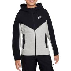 Nike S Tops Children's Clothing Nike Older Kid's Sportswear Tech Fleece Full Zip Hoodie - Dark Grey Heather/Black/Black/White (FD3285-064)