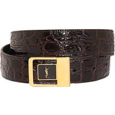 Saint Laurent Cassandre croc-effect leather belt black