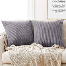 Deconovo Corduroy Cushion Invisible Soft Grey (45x45cm)