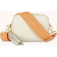 Orange Crossbody Bags Apatchy London Leather Crossbody Bag With Bright Cross-Stitch Strap
